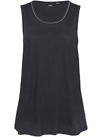 BLACK Sleeveless Exposed Stitch Top - Size 10/12 to 30/32 (S to 3XL)