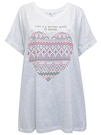 WHITE Pure Cotton Heart Print Short Sleeve T-Shirt - Plus Size 18/20 (EU 44/46)