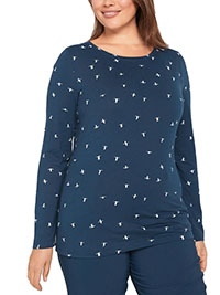 NAVY Cotton Jersey Flying Ducks Roll Sleeve Top - Size 10/12 to 26/28 (S to 2XL)