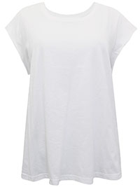 WHITE Pure Cotton Cap Sleeve Raw Edge Top - Size 10/12 to 18/20 (S to L)