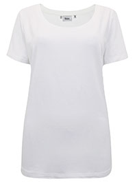 IVORY Pure Cotton Short Sleeve T-Shirt - Plus Size 14/16 (EU 40/42)