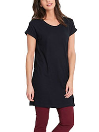 BLACK Pure Cotton Short Sleeve Tunic - Size 6/8 to 22/24 (XS to XL)