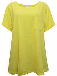 YELLOW Pure Cotton Turn Up Short Sleeve Pocket T-Shirt - Plus Size 22/24 to 30/32 (XL to 3XL)