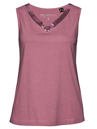 PINK Pure Cotton Sleeveless Sequin Detail Top - Plus Size 14/16 to 30/32 (M to 3XL)
