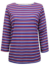 PURPLE Ribbed Stripe Long Sleeve Top - Size 12 to 18 (S to XL)
