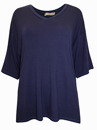 NAVY V-Neck Jersey Top - Size 10 to 16 (S to XL)