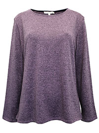 PURPLE Flecked Long Sleeve Top - Plus Size 16 to 18 (L to XL)