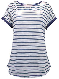 NAVY Striped Cap Sleeve T-Shirt - Plus Size 16 to 20