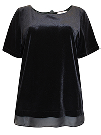 BLACK Velvet Split Back Woven Layer Top - Size 10 to 20