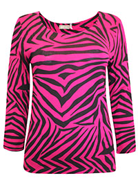 PINK Zebra Print 3/4 Sleeve Jersey Top - Size 10 to 20