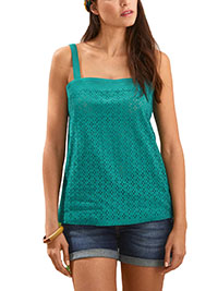 JADE Pure Cotton Broderie Vest Top - Size 6/8 to 24 (EU 34/36 to 52)