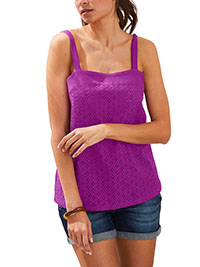 VIOLET Pure Cotton Broderie Vest Top - Size 6/8 to 26 (EU 34/36 to 54)