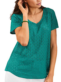 JADE Pure Cotton Broderie Front Top - Size 10/12 to 14/16 (EU 38/40 to 42/44)