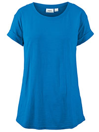 COBALT Pure Cotton Turn Up Short Sleeve T-Shirt - Size 10/12 to 22/24 (S to XL)