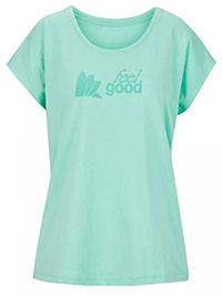 MINT Cotton Rich Embossed 'Feel Good' Slogan Short Sleeve Top - Size 10/12 to 26/28