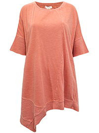 CORAL Pure Cotton Asymmetric Hem Panelled Top - Size 10/12 to 18 (M to XL)
