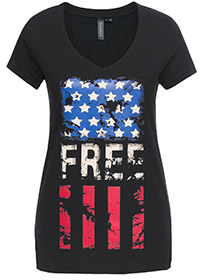 BLACK Pure Cotton Distressed American Flag Top - Plus Size 14/16 to 22/24 (M to XL)