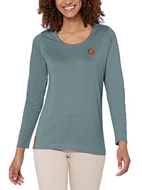 SAGE Modal Blend Piping Detail Long Sleeve Top - Size 10 to 26