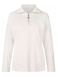 IVORY Pure Cotton Half Zip Sweatshirt - Size 10 to 28