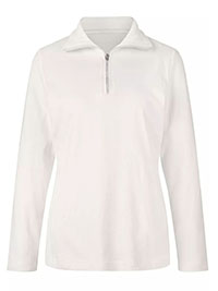 IVORY Pure Cotton Half Zip Sweatshirt - Size 10 to 24