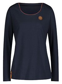 NAVY Modal Blend Piping Detail Long Sleeve Top - Size 10 to 28
