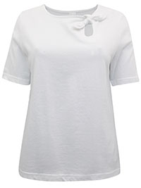 WHITE Pure Cotton Keyhole Detail T-Shirt - Size 10 to 26