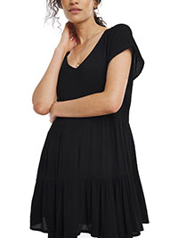 BLACK Tiered Jersey Tunic - Plus Size 16