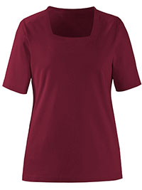 WINE Pure Cotton Square Neck Plain T-Shirt - Size 10 to 28