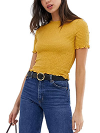 OCHRE Pure Cotton Shirred Crop Top - Size 4 to 18