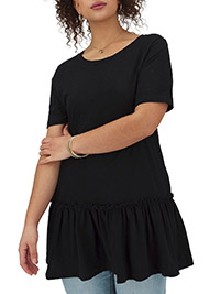 BLACK Pure Cotton Tiered Short Sleeve Tunic - Plus Size 16 to 32