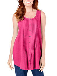 PINK Sleeveless Pintuck Gauze Shirt - Plus Size 14 to 28/30 (US S to 2X)