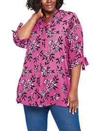 MAGENTA Floral Print Tie Sleeve Blouse - Plus Size 20/22 to 24/26 (US L to 1X)