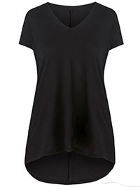 BLACK Short Sleeve Dipped Hem Jersey Tunic - Plus Size 14 to 32