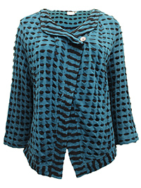 TEAL Waffle Textured Button Wrap Top - Plus Size 14 to 16 (M to L)
