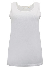 WHITE Pure Cotton Ribbed Vest Top - Size 10/12 to 30/32 (S to 3XL)