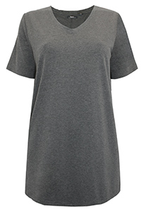 CHARCOAL Pure Cotton Split Hem T-Shirt - Size 10/12 to 30/32 (S to 3XL)