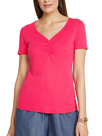 STRAWBERRY Pure Cotton Gathered Front Top - Size 6/8 to 26/28 (XS to 2XL)