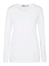 WHITE Pure Cotton Long Sleeve Scoop Neck Top - Plus Size 18/20 (L)