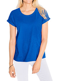 COBALT Pure Cotton Turn Up Short Sleeve T-Shirt - Size 6/8 to 22/24 (XS to XL)
