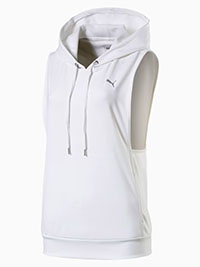 WHITE Sleeveless Hooded Sports Top - Plus Size 14 to 16
