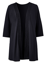 BLACK Crochet Trim Jersey Kimono - Size 12