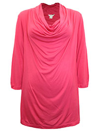 MSN PINK Lily Cowl Neck Jersey Top - Plus Size 20 to 22