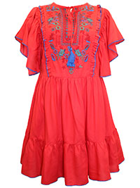 JB TERRACOTTA Embroidered Tassel Tie Woven Tunic - Size 10 to 32