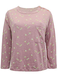 FF PINK Dragonfly Print Long Sleeve Top - Size 12 to 14