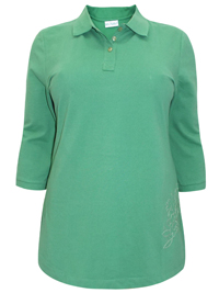 Ulla Popk3n AquaMarine Embroidered Polo Shirt - Plus Size 16/18 to 36/38 Ulla Popk3n AquaMarine Embroidered Polo Shirt - Plus Size 16/18 to 36/38