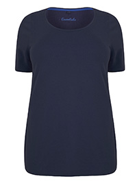 Y0urs NAVY Short Sleeve Pure Cotton Scoop Neck T-Shirt - Plus Size 18 to 34/36 Y0urs NAVY Short Sleeve Pure Cotton Scoop Neck T-Shirt - Plus Size 18 to 34/36