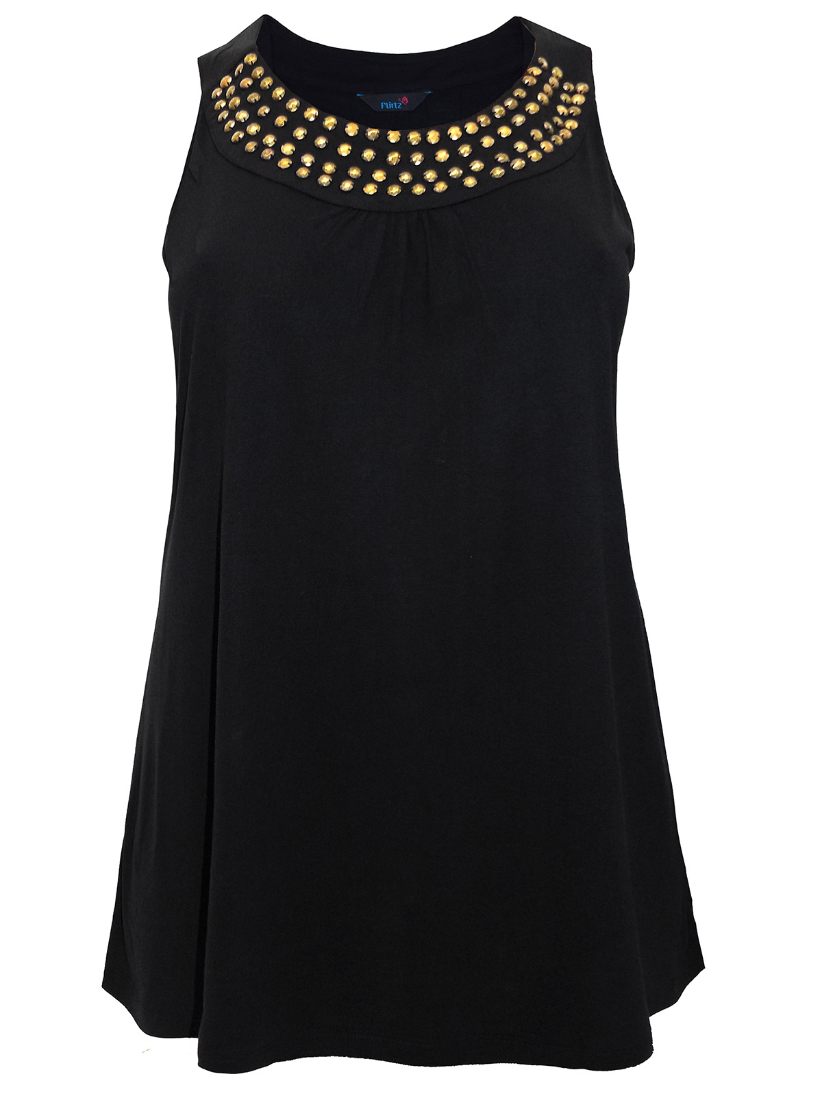 Flirtz - - Flirtz BLACK Sleeveless Studded Vest Top - Plus Size 16 to 30/32