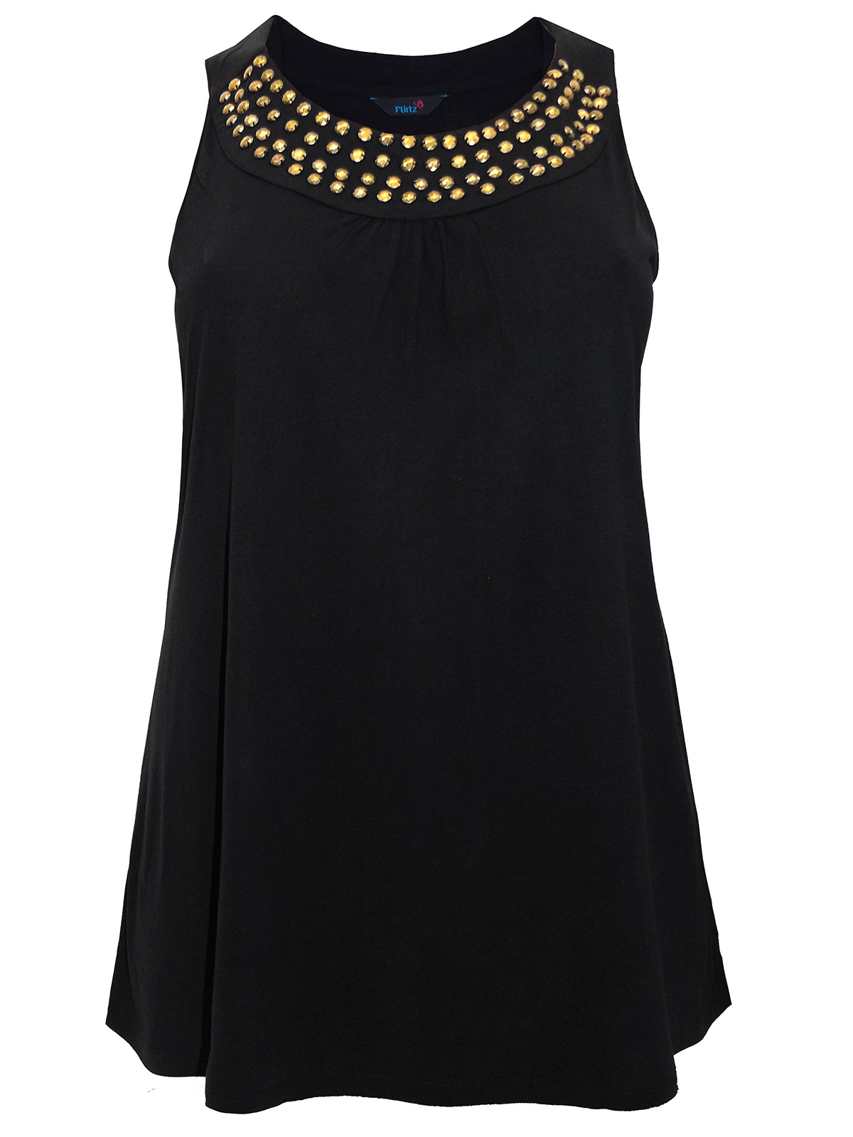 Flirtz BLACK Sleeveless Studded Vest Top - Plus Size 16 to 30/32 Flirtz BLACK Sleeveless Studded Vest Top - Plus Size 16 to 30/32