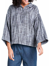 DARK-BLUE Changing Night Cotton Smock Sand Sculpture Top - Size 8 to 24