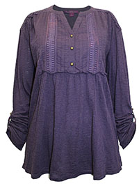 PLUM Majestic Purple Gigi Jersey Roll Tab Sleeve Top - Size 10/12 to 20 (M to XXL)
